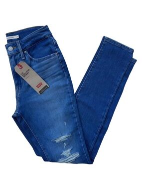 Levi’s 721 High Rise Skinny Blue Jeans Distressed NWT 27